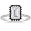 18K White Gold Waverly Halo Diamond Ring with Black Diamond Accents, smalltop view