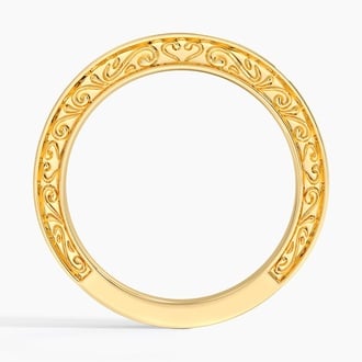 Antique Scroll Engraved Diamond Ring (1/15 ct. tw.) in 18K Yellow Gold