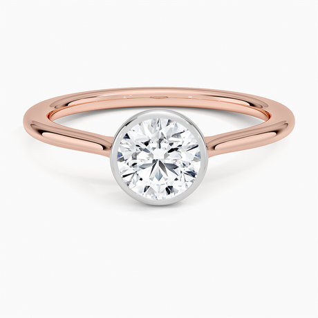 14K Rose Gold Mixed Metal Petite Luna Bezel Ring