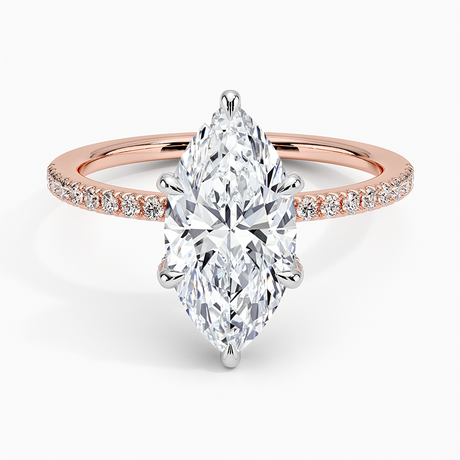 14K Rose Gold Mixed Metal Viviana Half Coverage Diamond Ring (1/4 ct. tw.)
