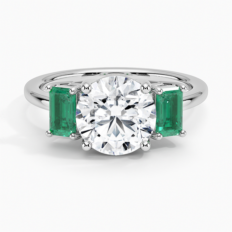 Platinum Luxe Rhiannon Three Stone Lab Emerald Ring