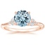 14K Rose Gold Camellia Milgrain Diamond Ring, smalltop view