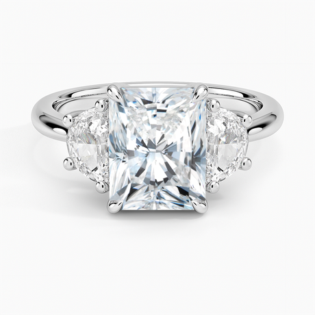 Half Moon Three Stone Diamond Ring