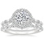 18K White Gold Versailles Halo Diamond Bridal Set