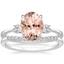 18KW Morganite Selene Diamond Ring with Petite Curved Diamond Ring, smalltop view