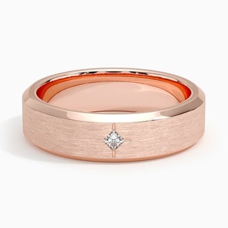 Caspian Diamond 6mm Wedding Ring in 14K Rose Gold