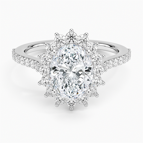 18K White Gold Luxe Sunburst Halo Diamond Ring (1/2 ct. tw.)