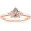 14K Rose Gold Fiore Diamond Ring, smalltop view