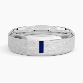 Apollo Beveled Edge Sapphire 6.5mm Wedding Ring