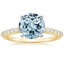 18K Yellow Gold Petite Shared Prong Half Coverage Diamond Ring, smalltop view