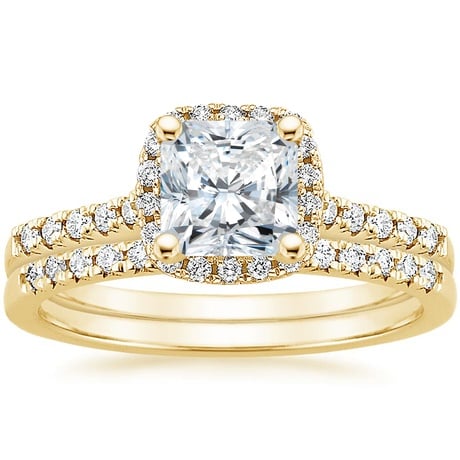 18K Yellow Gold Odessa Diamond Ring (1/5 ct. tw.) with Sonora Diamond Ring (1/8 ct. tw.)
