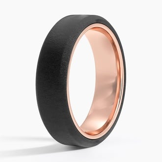 Jett Black 6mm Wedding Ring in 14K Rose Gold