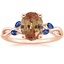14K Rose Gold Willow Ring With Sapphire Accents, smalltop view