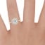 18K Yellow Gold Sunburst Halo Diamond Ring (1/4 ct. tw.), smallzoomed in top view on a hand