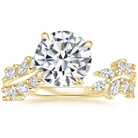 Asymmetrical Leaf Engagement Ring - Sweeping Ivy