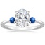 18K White Gold Selene Ring with Sapphire Accents, smalltop view