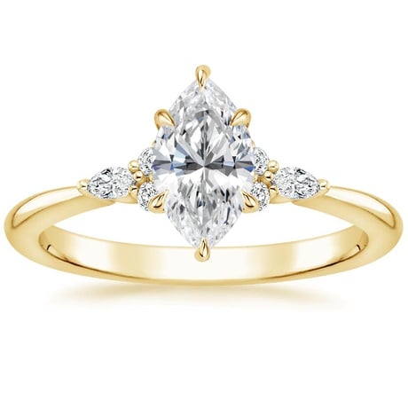 18K Yellow Gold Nadia Diamond Ring with Aria Contoured Diamond Ring