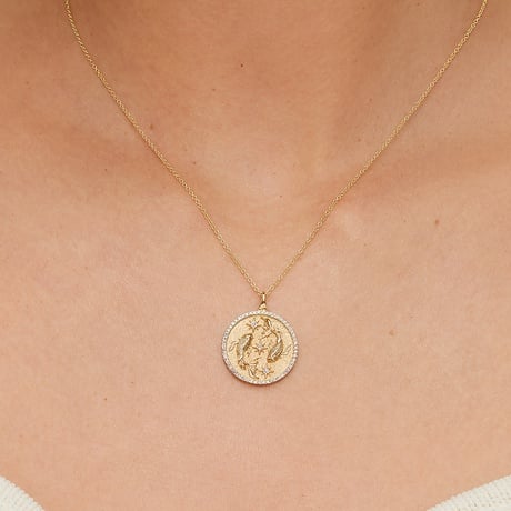 Luxe Pisces Zodiac Diamond Medallion Necklace
