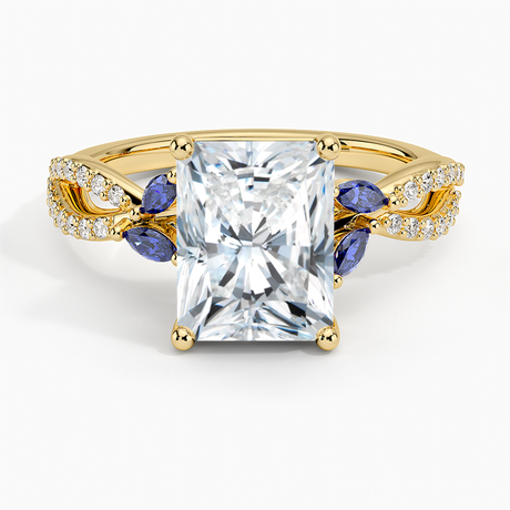 18K Yellow Gold Luxe Willow Sapphire and Diamond Ring (1/8 ct. tw.)