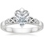 18K White Gold Celtic Claddagh Diamond Ring, smalltop view