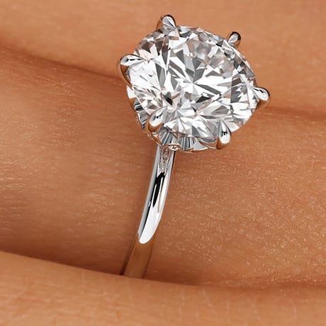 18K White Gold Petal Six Prong Diamond Ring