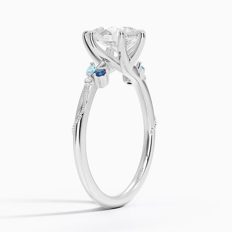 Lab Alexandrite and Aquamarine Accented Engagement Ring