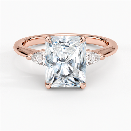 14K Rose Gold Petite Fleur Three Stone Diamond Ring