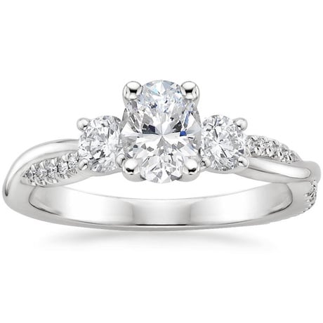 18K White Gold Three Stone Petite Twisted Vine Diamond Bridal Set (1/2 ct. tw.)