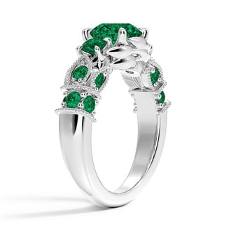 Custom Nature-Inspired Emerald and Diamond Ring