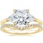 18K Yellow Gold Luxe Trillion Cut Three Stone Diamond Ring with Flair Diamond Ring (1/6 ct. tw.)
