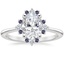 18K White Gold Sol Diamond Ring with Lab Alexandrite Accents, smalltop view
