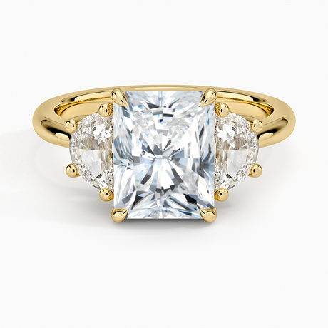 18K Yellow Gold Half Moon Three Stone Diamond Ring (1/2 ct. tw.)
