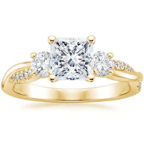 18K Yellow Gold Three Stone Petite Twisted Vine Diamond Bridal Set (1/2 ct. tw.)