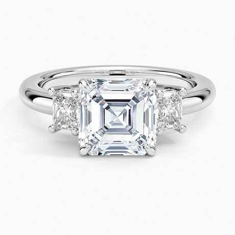 18K White Gold Helena Radiant-Cut Three Stone Diamond Ring (3/8 ct. tw.)