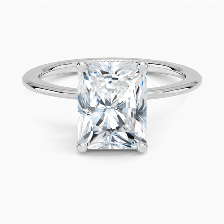18K White Gold Aimee Solitaire Diamond Ring with Hidden Halo