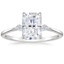 18K White Gold Petite Cometa Three Stone Diamond Ring, smalltop view