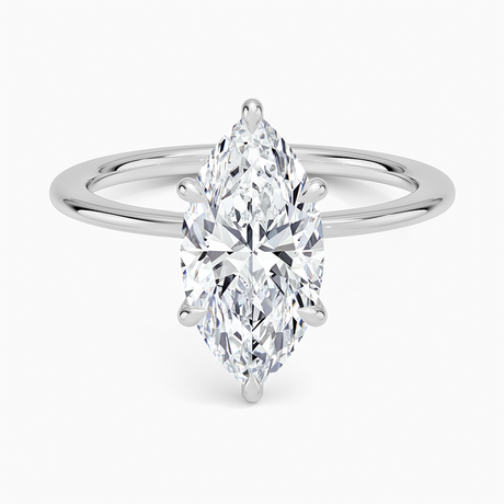 18K White Gold Petite Secret Halo Diamond Ring