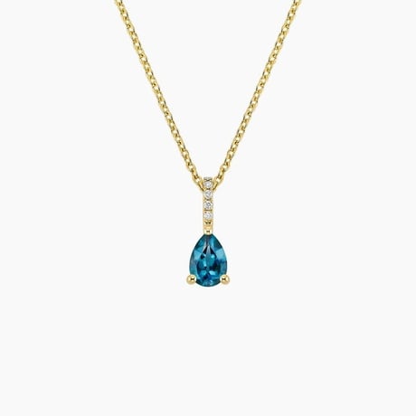 London Blue Topaz and Diamond Birthstone Pendant Necklace