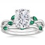 18KW Moissanite Willow Bridal Set With Lab Emerald Accents, smalltop view