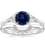 18K White Gold Luxe Trillion Cut Three Stone Diamond Ring with Lunette Diamond Ring
