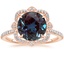 14K Rose Gold Reina Halo Diamond Ring, smalltop view