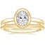 18K Yellow Gold Blair Bezel Ring with Aimee Milgrain Wedding Ring