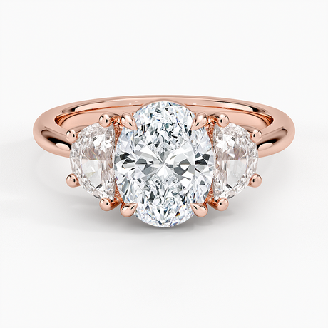 14K Rose Gold Half Moon Three Stone Diamond Ring (1/2 ct. tw.)