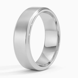 Beveled Edge 6.5mm Wedding Ring in Platinum