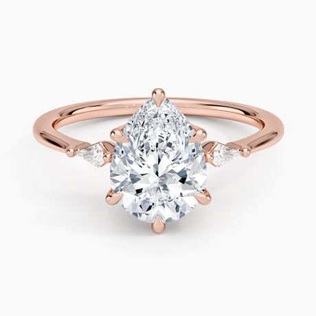 14K Rose Gold Petite Cometa Three Stone Diamond Ring