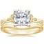 18K Yellow Gold Entwined Celtic Love Knot Ring with Petite Curved Wedding Ring