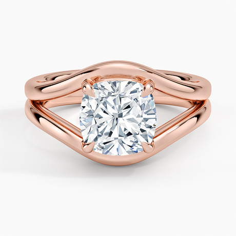 14K Rose Gold Frame Solitaire Ring