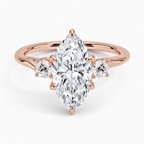 14K Rose Gold Delilah Three Stone Diamond Ring