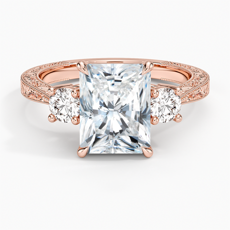 14K Rose Gold Elsie Three Stone Engraved Diamond Ring (1/3 ct. tw.)