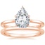 14K Rose Gold Secret Halo Six-Prong Diamond Ring with Petite Comfort Fit Wedding Ring